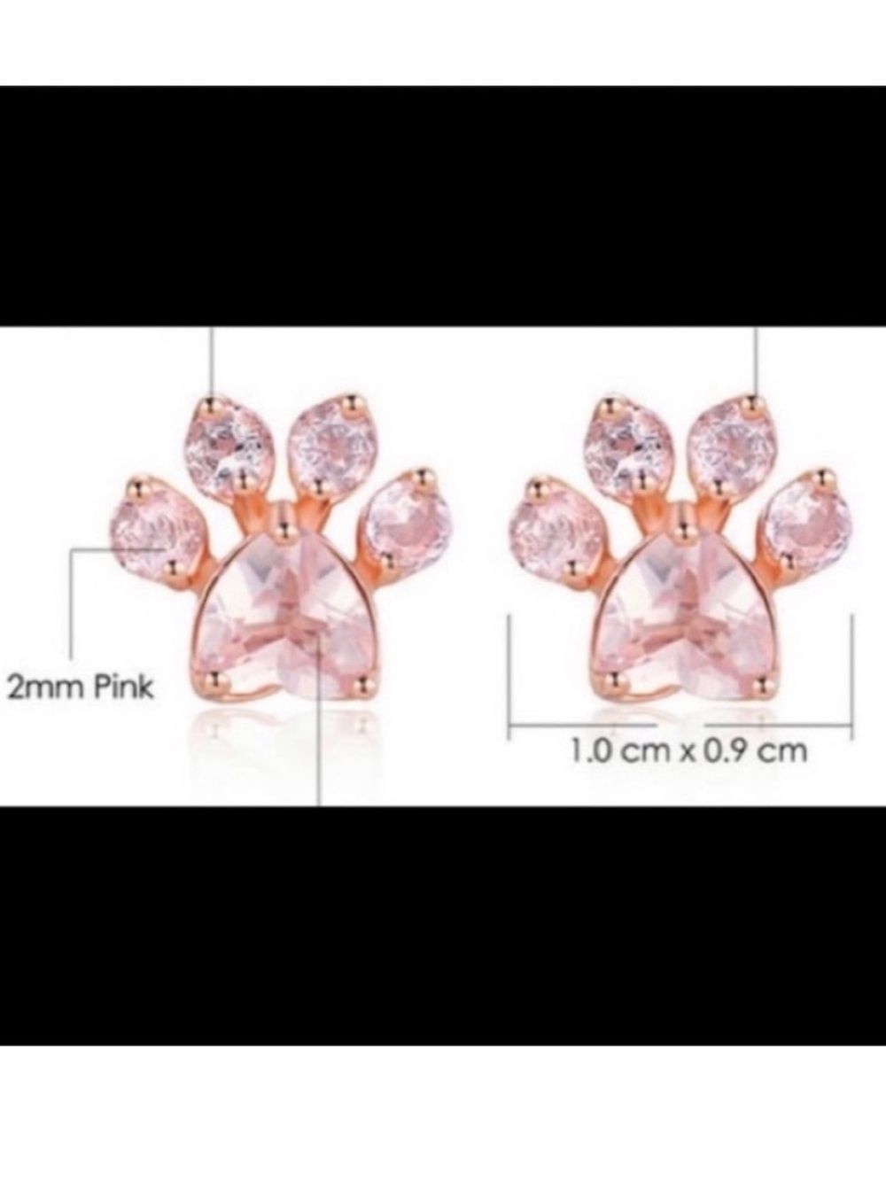 Pink Heart Paw earrings / stud (2 pairs bundle) - Picture 2 of 5